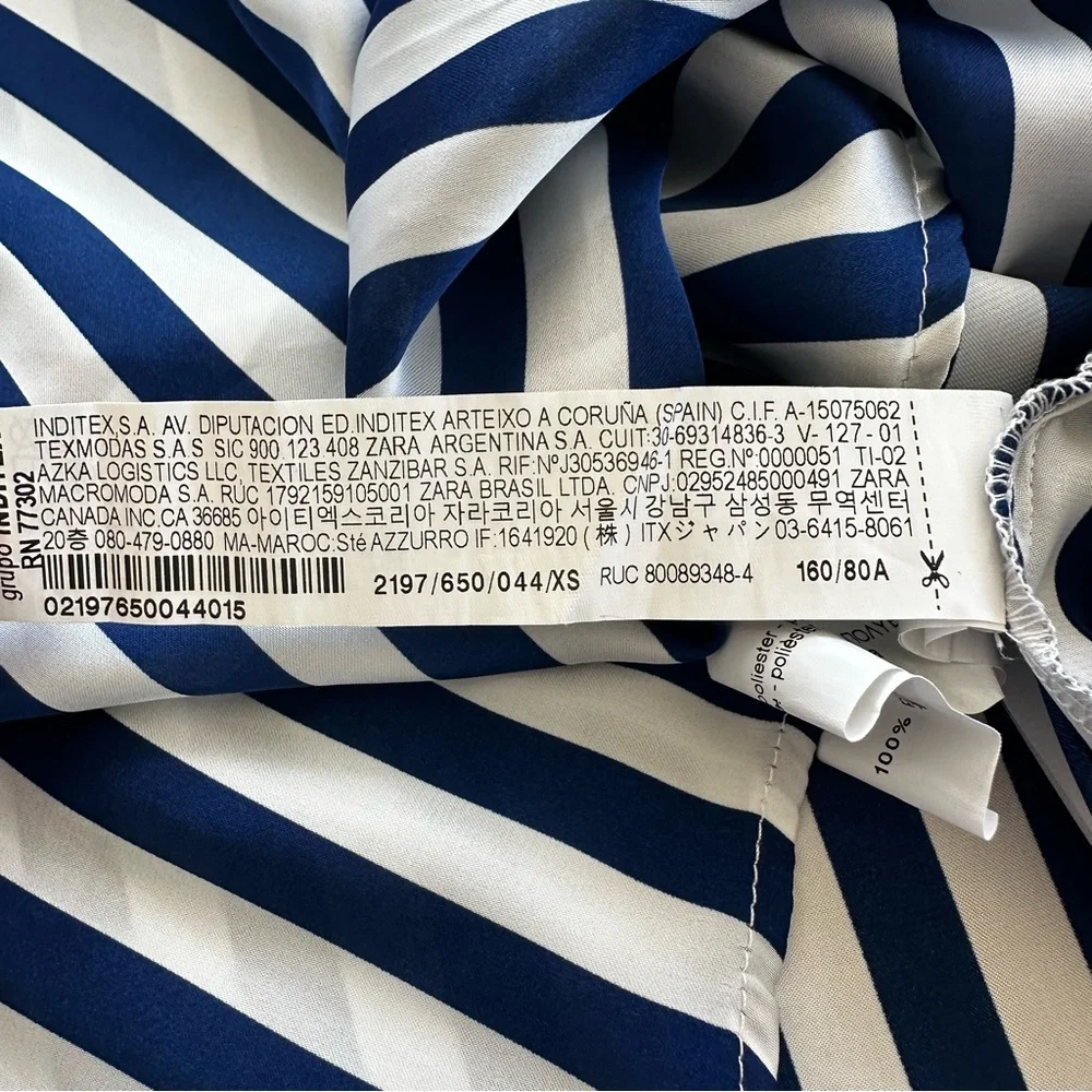 Zara Blue and White Striped Satin Effect Button Up Down Shirt Summer Casual - Picture 6 of 9